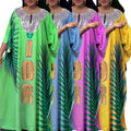 2023 African Women's Sequin Printed Loose Fitting Robe With Headscarf Oversized Robe Dress