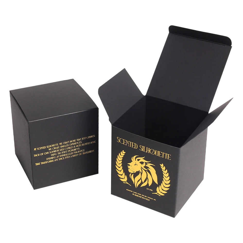 Black Kraft Paper Coated Paper Hot Stamp logo PERFUME Packaging for Cosmetic