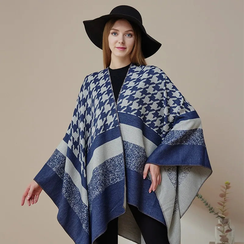Easy Way Multi Color Cape Winter Women Thick Warm Bohemia Poncho Cashmere Scarf Shawl Pashmina Shawls