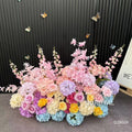 Custom Modern Floral Row Faux Silk Dining Table Runner White Rose Flower Garland for Wedding Event Decor Artificial Flowers