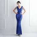 19608# Long Banquet Slim Evening Temperament Elegant Long New Bead Craft Beading Party Dress