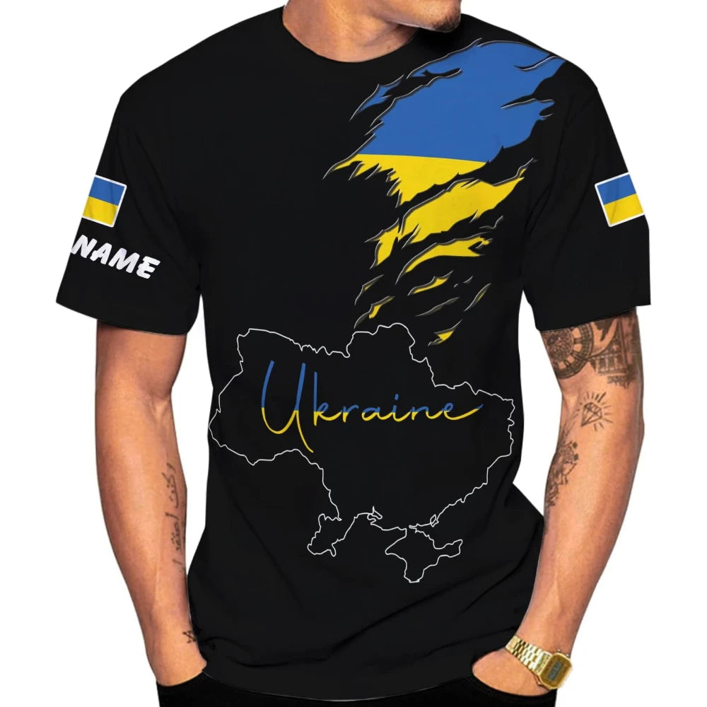 Fitspi Wholesale Custom Ukraine T Shirt 3d Printed Country Flag T-shirt Dropshipping Tshirt Supplier