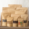 Wholesale Brown Paper Kraft Stand up Pouch Bag with Window China Chaozhou Factory's Preferential Price for Pet Food Chewing Gum