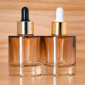 Luxury Custom Logo Printing Gradient Cylinder Serum Bottle 50ml Gradient Amber Bottle Thick Bottom Round Bottle