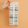 New Bohemian Western Cowboy 6-Pair Set Turquoise Arrow Heart Flower Earrings for Women