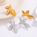 Wholesale New Design Gold Plated Stud Earrings Stainless Steel Leaves Leaf Stud Earrings Women Trendy Party