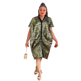 Set of 2 Fashion African Mesh Gauze Dresses Low Price Moroccan Gilding Clothing for Women