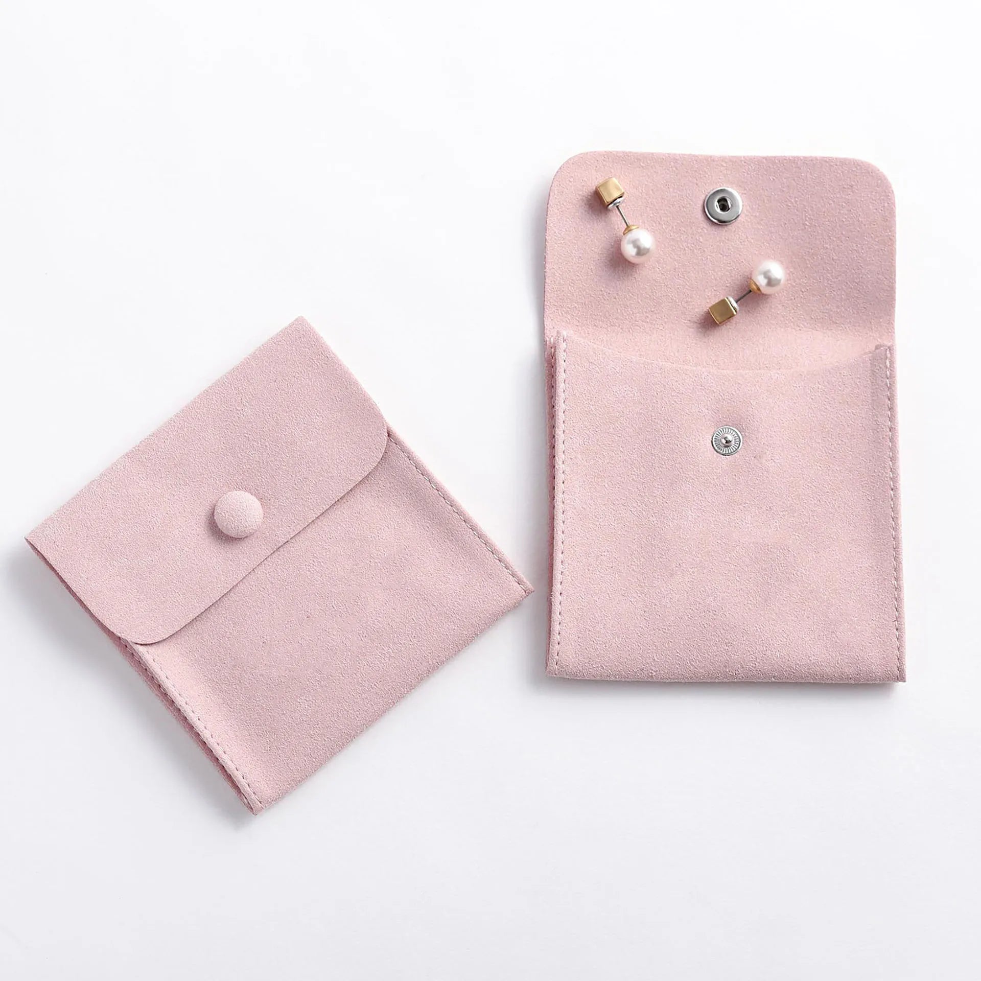 Wholesale Microfiber Velvet Flap Bags Folded Pouches with Concealed Buckle Envelope Style Cloth Suede for Jewelry & Watches