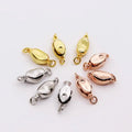 925 Sterling Silver Bean Shape Press Open Easy Buckle Clasp for Pearl Bracelet Jewelry Making