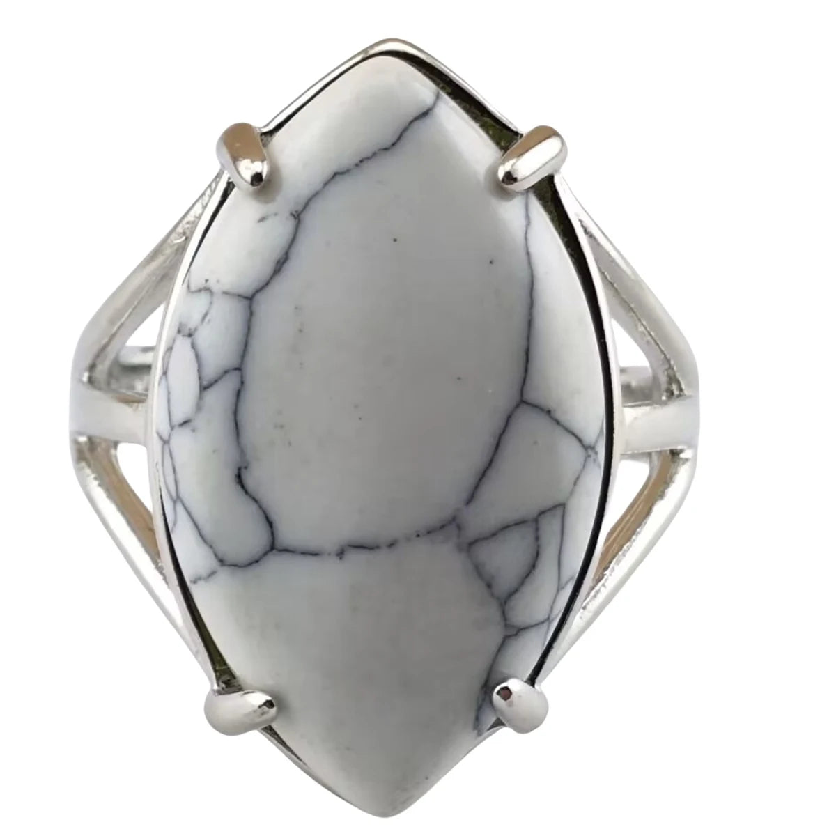 New Fashion Adjustable Silver Claw Setting Natural Gemstone Jewelry Rings for Women Girls