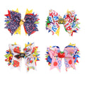 2025 School Supplier Hair Clips Printed Ribbon Bows for Girls Kids Hairpins Layered Hair Accessories Back to School Hair Bows