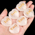 Customize Gold Logo MBTI16 Engraved Words Carved Natural Clear Quartz Crystal Heart Gem Stone