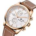 BENYAR Watch 5187 New Sports Leather Men Watch Luxury Gift Quartz Wristwatches 100M Waterproof Multi-function Chronograph