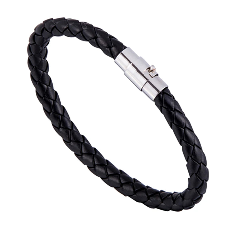 New Couple Bracelet Accessories Handmade Braided Magnetic Clasp Bracelet Stud Clasp Multicolor Leather Bracelet Gifts for Women