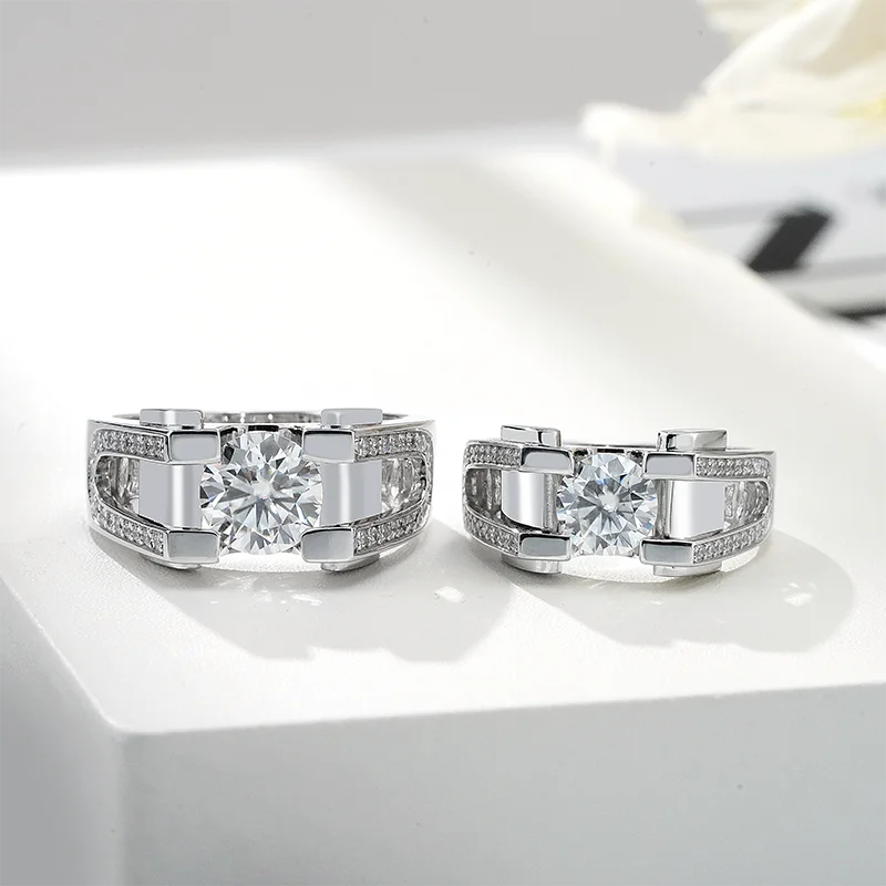 2024 Elegant Men's Ring 925 Sterling Silver Jewelry Men Moissanite Ring 1ct /2ct Center Multiple Sizes Huge Stocks Ring
