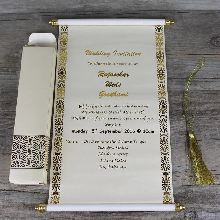 Super Luxury Paper Scroll Invites Cards Custom Events Scroll Invitations Menu Cards Thank You Cards