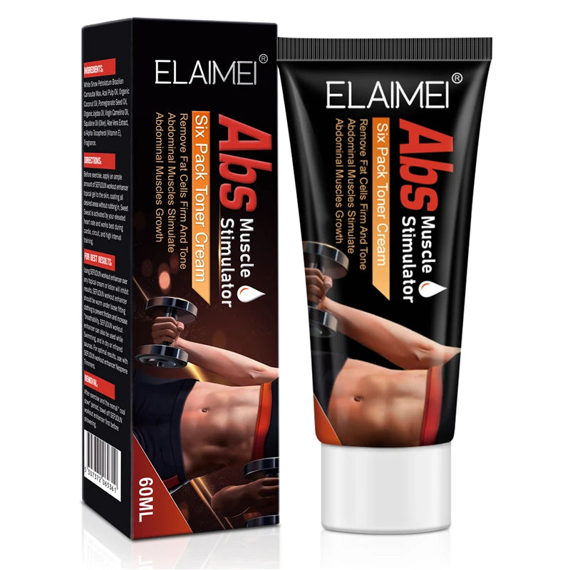 Elaimei Abs Muscle Stimulator Six Pack Toner Sweat Accelerating Hot Sweat Cream Fitness Strengthening Shaping Abdominal Cream