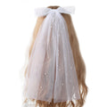 IVANHOE Wedding Bow Girl Rubber Mat Protection No Dragging Imitation Pearl White Bridal Veil Handmade Hair Clip