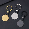 Personalized Engraved Logo Stainless Steel Leather Keyring Blank Key Chains Round Disc Dog Tags Keychain Carabiner Gifts