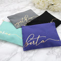 Low MOQ Custom Bridesmaid Gifts  Reusable Cotton Canvas Makeup Pouches Cosmetic Bag With Lining