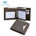 Factory Custom Handmade Crazy Horse Leather RFID Blocking Trifold Short Wallet ID Cardholder for Men MEYSHE