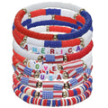 American Independence Day Soft Clay Bracelet Red White Blue Color USA Flag USA Letter Bracelet Festival Gift