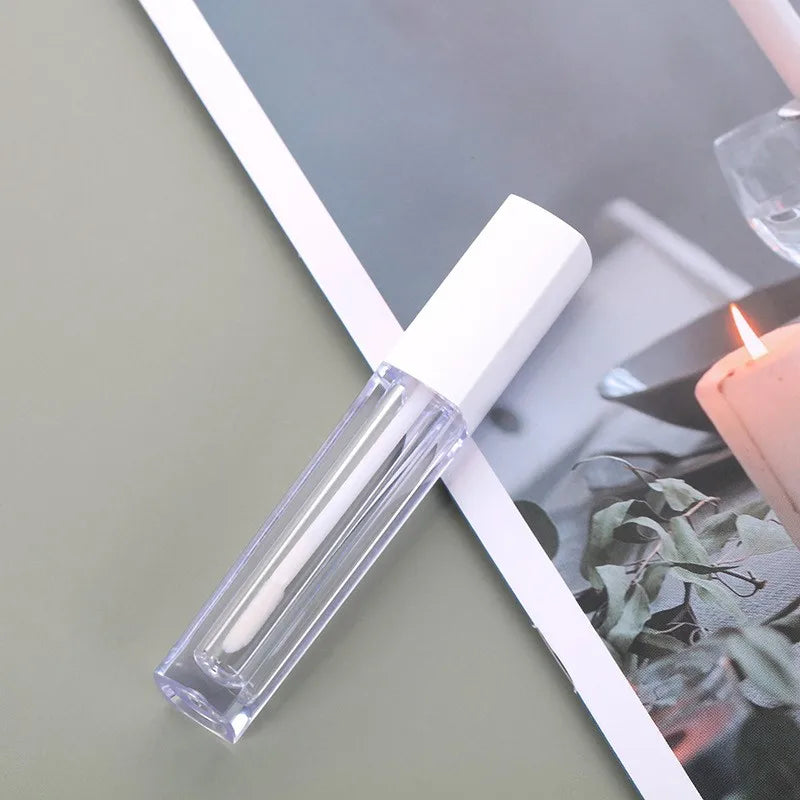 5ml White Square Empty Plastic Lip Gloss Tube Eyeliner Tubes with Transparent Bottle