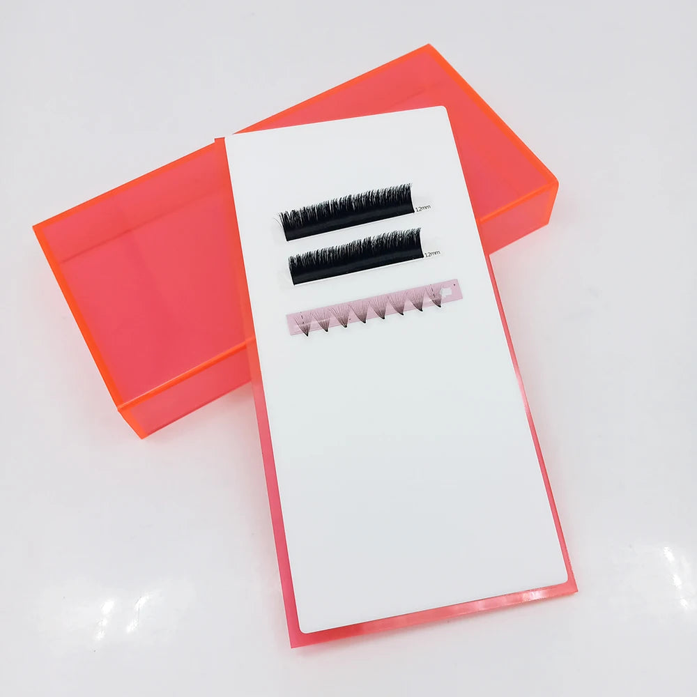 Custom Plastic Lash Tile Tray Acrylic Pallet with Cover Eyelash Holder Regular Organizer Storage Box for Eyelash Extension