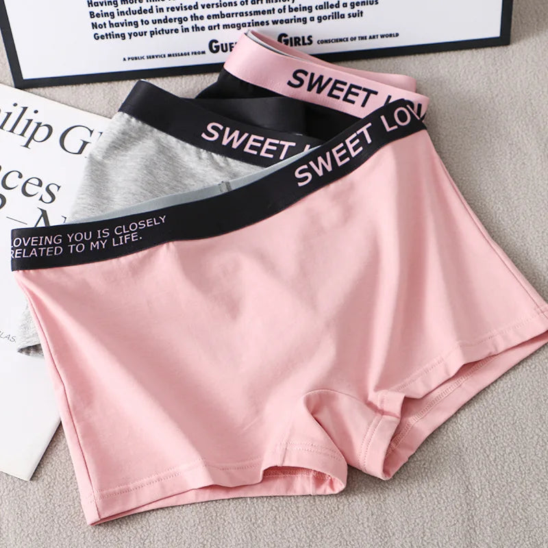 Fashion Cotton 40 Girl Boxers Custom logo Size Women's Sexy pink Mid Rise Breathable Sexy Boxer Briefs Daily Underwear for Women
