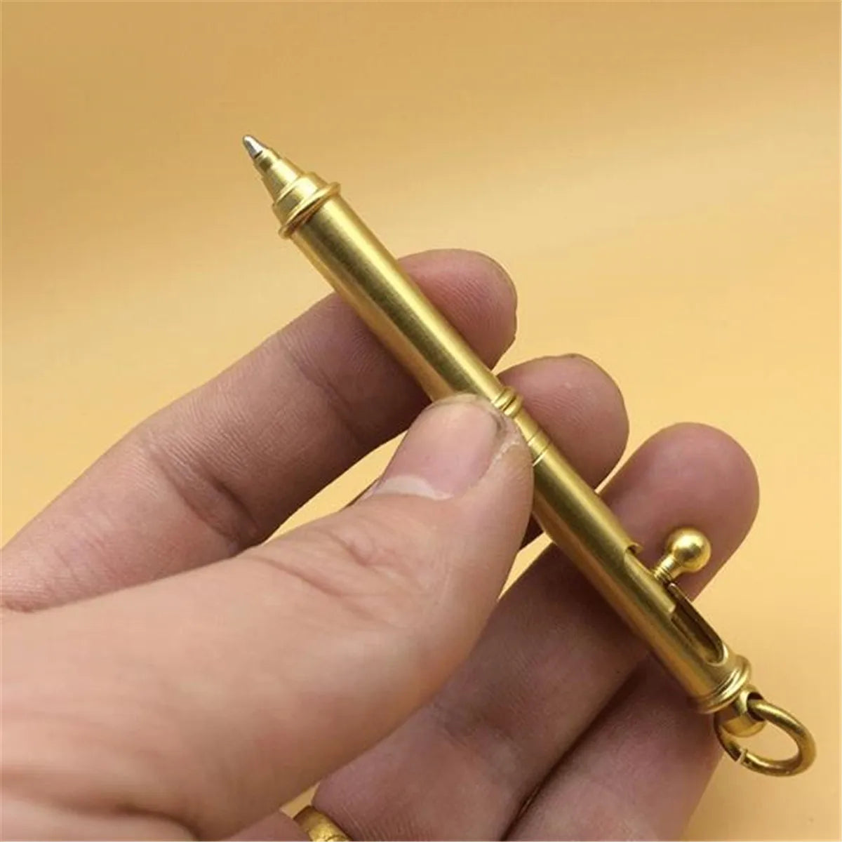 Solid Brass Bolt Action Ball Point Pen Retro Tactical Pens Metal Copper Office Stationery Gift