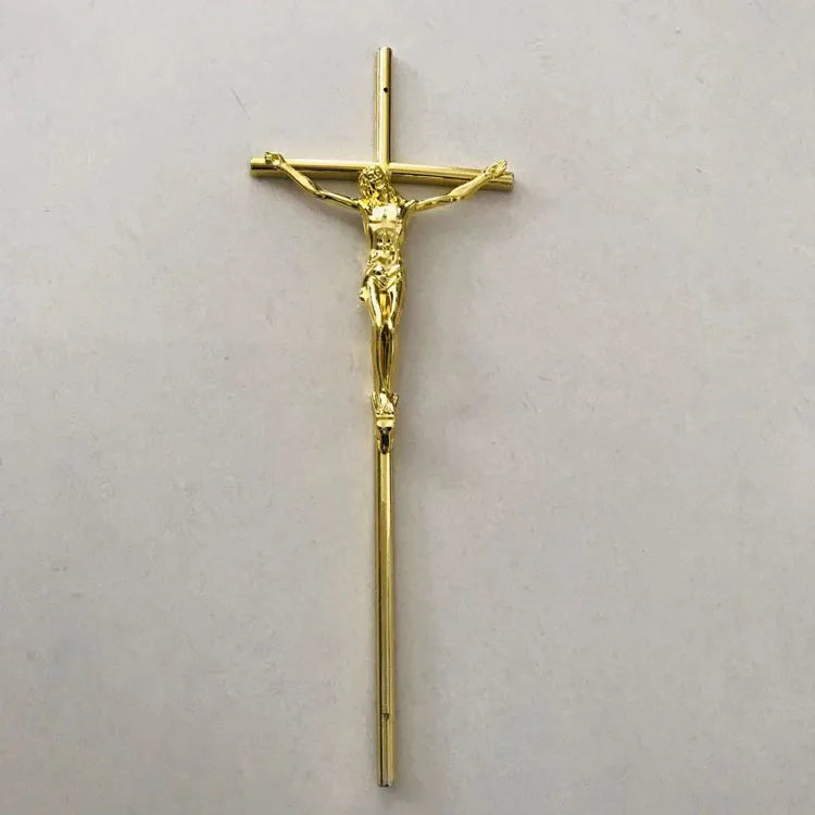 F-Jesus 4# New Classic Coffin Funeral Crosses Supplier Plastic Long Slim Crucifix with Jesus for Burial