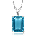 CAOSHI Exquisite Rectangle Shaped Blue Stone Zircon Pendant Necklaces High Quality Silver Plated Ladies Necklace Jewelry Custom