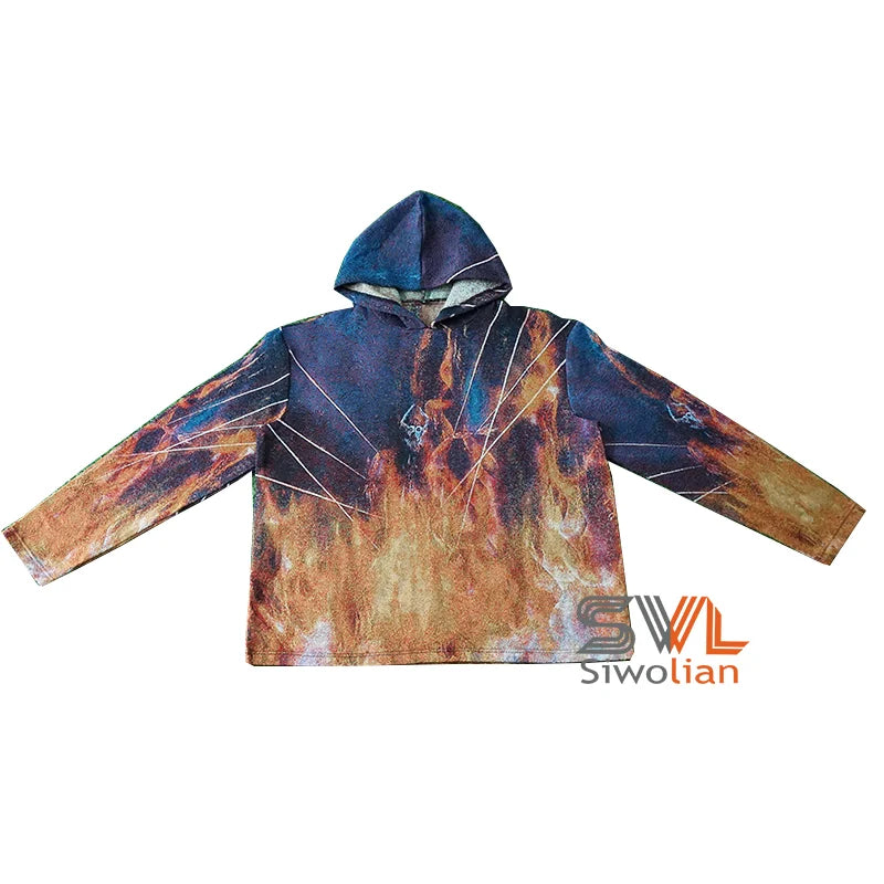 2024 Custom Tapestry Hoodie Street Wear Customized Jacquard Woven Tapestry Sweatshirt Casual Sweater for Man