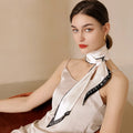 GLS020 Custom Print Women Black square Twill Silk Scarf