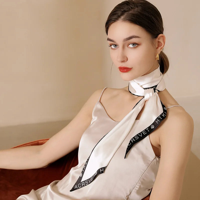 GLS020 Custom Print Women Black square Twill Silk Scarf
