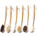 Wooden Eco-friendly All Natural Bath Brushes Back Scrubber Dry Body Brush Set Exfoliating Long Handle Bamboo Shower Brush Boar