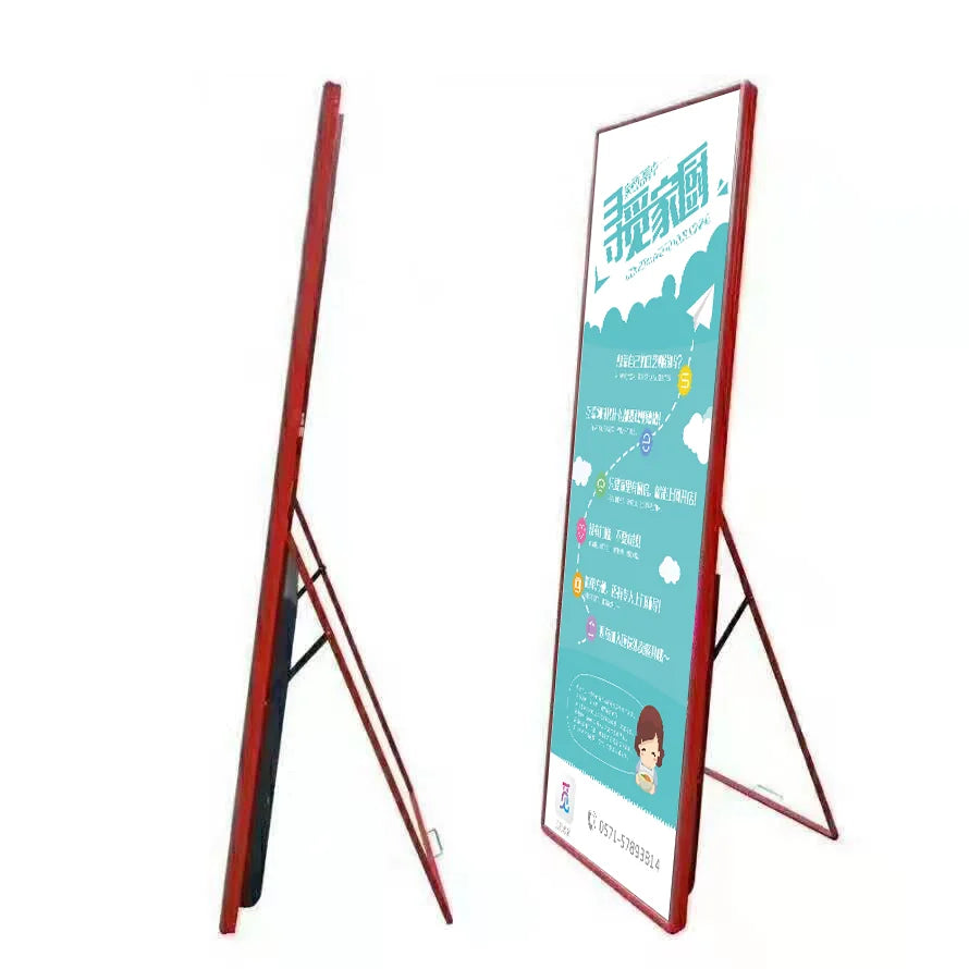 P1.86 P2 P2.5 P3 Gob Flooring Standing LED Poster Display Screen 4G WiFi USB Movable Mirror Poster 640*1920mm LED Display Screen