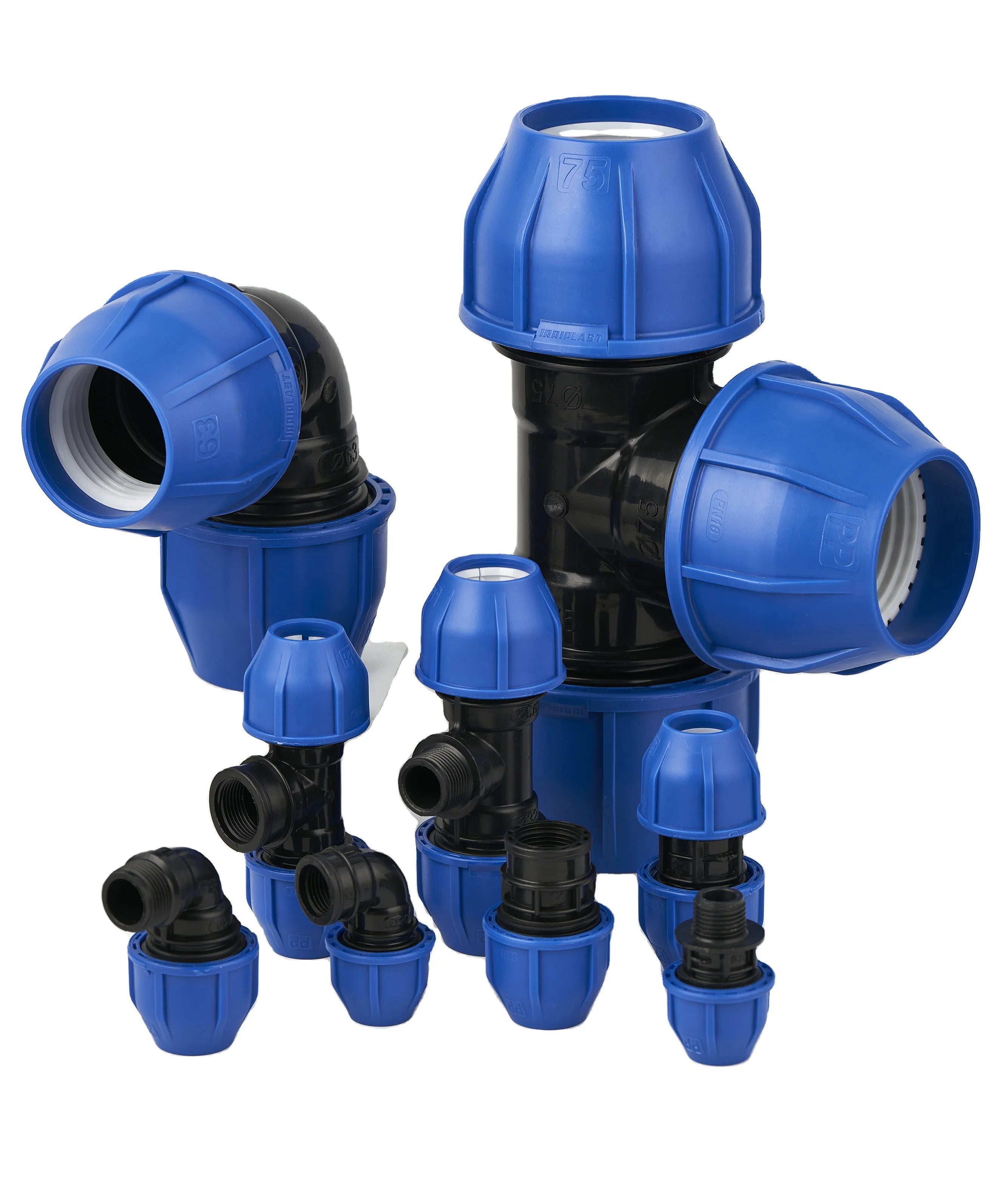 HDPE PIPE FITTINGS IRRIPLAST KEXING PN16 ISO17885 HDPE PIPE PUSH FIT Irrigation 90 Degree Elbow  PP COMPRESSION FITTINGS