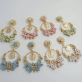 New Tassel Women Peach Blossom Earrings Flower Dangle Earrings Hoop Earring
