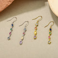 Fashion Vintage Colored Zircon Silver Stud Earrings Personality Long Tassel 925 Sterling Silver Earrings Jewelry for Gifts