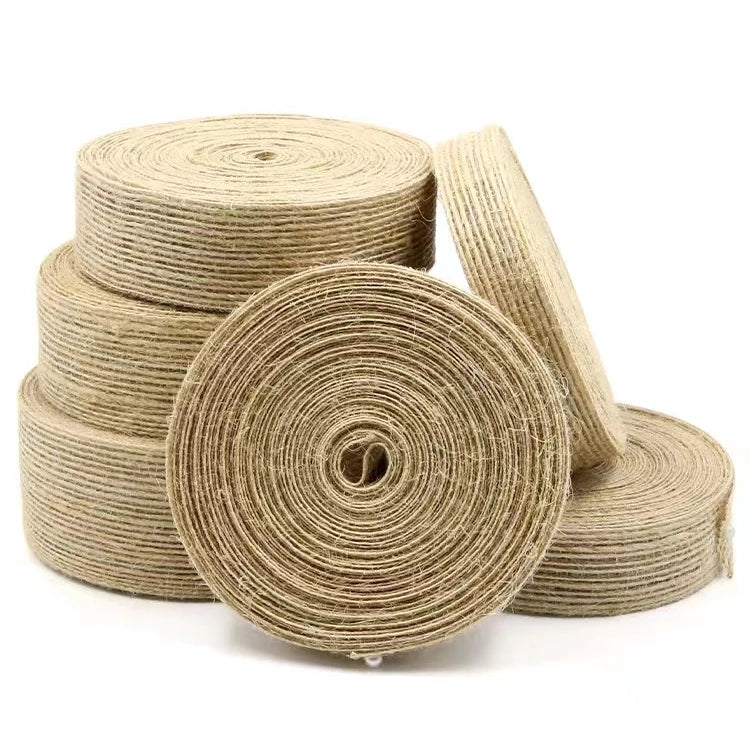 2023 New Handmade Bow Ribbon Jute Hemp Rope for DIY Packaging Gift Decorative Braided Belt Fabric Accessories Coiled Packed