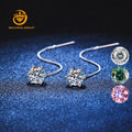 18K White Gold 925 Sterling Silver Dangle Earring Moissanite Stud Earrings Total 2Ct Moissanite Jewelry for Women Wedding