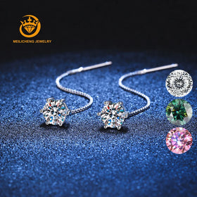 18K White Gold 925 Sterling Silver Dangle Earring Moissanite Stud Earrings Total 2Ct Moissanite Jewelry for Women Wedding