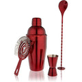 4 Pieces Bartender Kit Red Cocktail Shaker Set Barware Tools with Lid Double Jigger Stainless Steel Cocktail Making Set