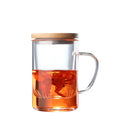 Tea Cups with Infuser and Wood Lid Tea Maker Borosilicate Glass Tea Cup set