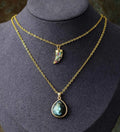 Trendy 2-Layer Labradorite Pendant Zircon Horn Charm Best Friend Sister Woman Fashion Natural Stone Jewelry Necklace Best Chains