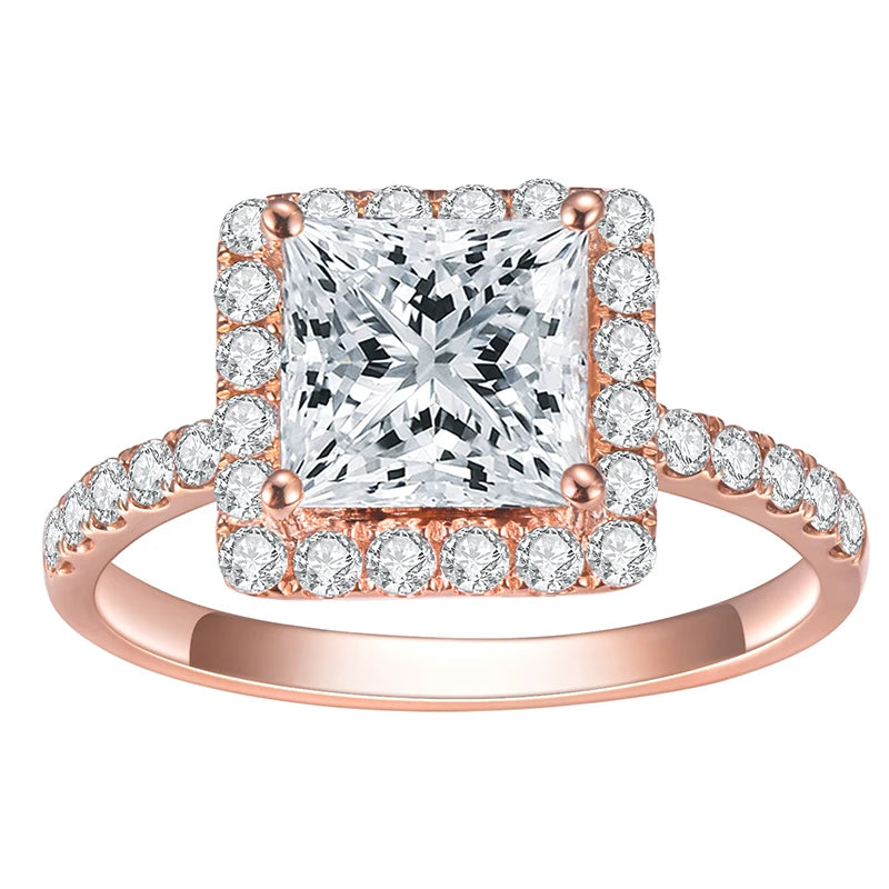 MSR-712 Custom Jewelry Real Gold Jewelry 18k Solid Gold 2ct Princess Cut Lab Diamond Engagement Ring