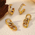 2025 New Luxury Quality Jewelry Personality Trendy Geometric 18K Gold Plated Stainless Steel Zirconia Stud Earring for Women