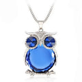 Fashion Women Alloy Multiple Stone Color Crystal Rhinestone Owl Pendant Necklace for Wedding Party Gift