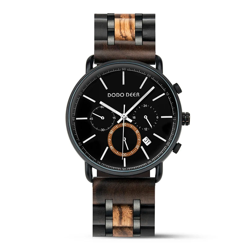 DODO DEER 2022 New Arrival Black Wooden Watch Luxury Wood Wristwatches in Quartz Watch for Man